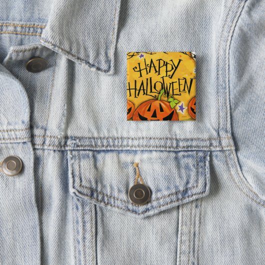 Happy Halloween Pumpkins Vierkante Button 5,1 Cm (In situ)