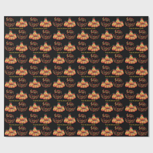 Happy Halloween Pumpkins Wrapping Paper Cadeaupapier (Vlak)