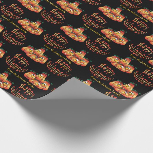 Happy Halloween Pumpkins Wrapping Paper Cadeaupapier (Hoek)