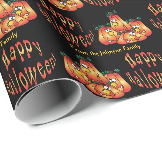 Happy Halloween Pumpkins Wrapping Paper Cadeaupapier (Rol Hoek)