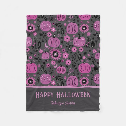 Happy Halloween Purple Pumpkin Family Name Fleece Deken (Voorkant)