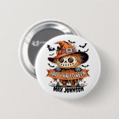 Happy Halloween - Quotes Sinaasappel Zwart Ronde Button 5,7 Cm (Voorkant /achterkant)