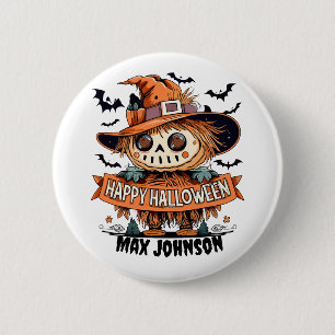 Happy Halloween - Quotes Sinaasappel Zwart Ronde Button 5,7 Cm