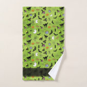 Happy Halloween Random Iconic Pattern Green BG Bad Handdoek (Handdoek)