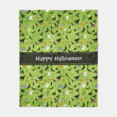 Happy Halloween Random Iconic Pattern Green Fleece Deken (Voorkant)