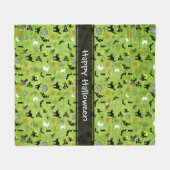 Happy Halloween Random Iconic Pattern Green Fleece Deken (Voorkant (Horizontaal))