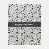 Happy Halloween Random Iconic Pattern Grey Fleece Deken (Voorkant)