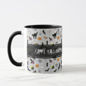 "Happy Halloween" Random Iconic Pattern Grey Mok (Links)