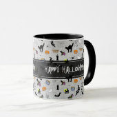 "Happy Halloween" Random Iconic Pattern Grey Mok (Voorkant rechts)