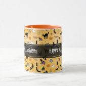 "Happy Halloween" Random Iconic Pattern Sinaasappe Mok (Midden)