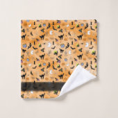 Happy Halloween Random Iconic Pattern Sinaasappel Bad Handdoek (Wasdoekje)