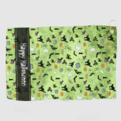Happy Halloween Random Pattern Green Grunge Golfhanddoek (Horizontaal)