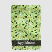 Happy Halloween Random Pattern Green Grunge Golfhanddoek (Voorkant)