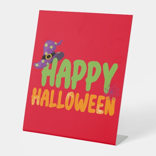 Happy Halloween Reclamebord Met Voetstuk (Voorkant)