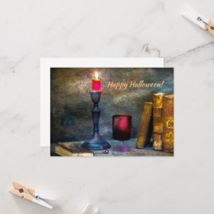 Happy Halloween Red Candle & Old Books