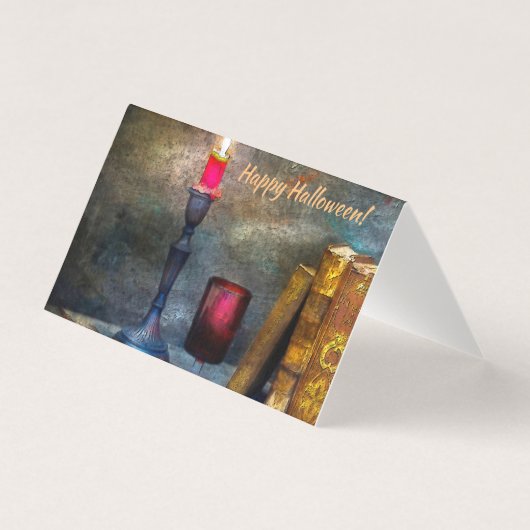  Happy Halloween Red Candle & Old Books Kaart (Voorkant)