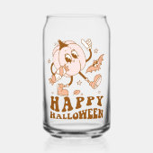 Happy Halloween| Retro Polka Dot Pumpkin Blikvorm Glas (Voorkant)