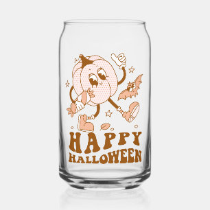 Happy Halloween  Retro Polka Dot Pumpkin Blikvorm Glas