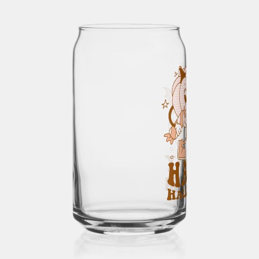 Happy Halloween| Retro Polka Dot Pumpkin Blikvorm Glas (Rechts)