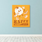 Happy Halloween| Retro Polka Dot Pumpkin Canvas Afdruk (Insitu (Houten vloer))