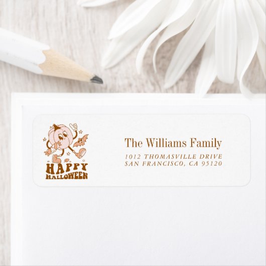 Happy Halloween| Retro Polka Dot Pumpkin Etiket (Insitu)