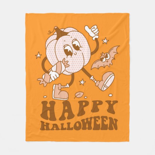 Happy Halloween| Retro Polka Dot Pumpkin Fleece Deken (Voorkant)