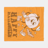 Happy Halloween| Retro Polka Dot Pumpkin Fleece Deken (Voorkant (Horizontaal))