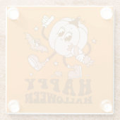 Happy Halloween| Retro Polka Dot Pumpkin Glazen Onderzetter (Achterkant)