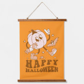 Happy Halloween| Retro Polka Dot Pumpkin Hangend Wandkleed (Voorkant)