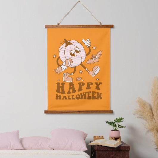 Happy Halloween| Retro Polka Dot Pumpkin Hangend Wandkleed (Slaapkamer)