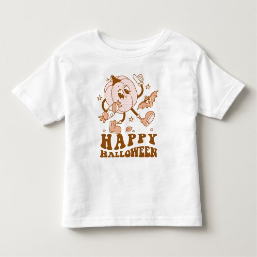 Happy Halloween| Retro Polka Dot Pumpkin Kinder Shirts (Voorkant)