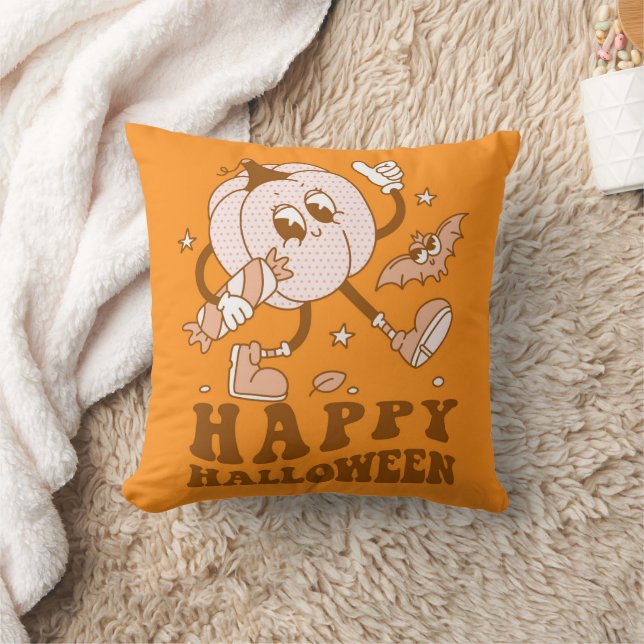 Happy Halloween| Retro Polka Dot Pumpkin Kussen (Deken)