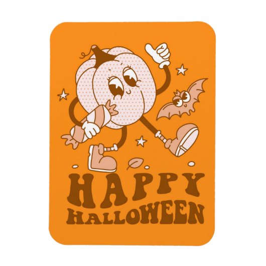 Happy Halloween| Retro Polka Dot Pumpkin Magneet (Verticaal)