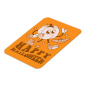 Happy Halloween| Retro Polka Dot Pumpkin Magneet (Linkerzijde)
