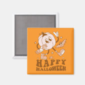 Happy Halloween| Retro Polka Dot Pumpkin Magneet (Voorkant / Achterkant)
