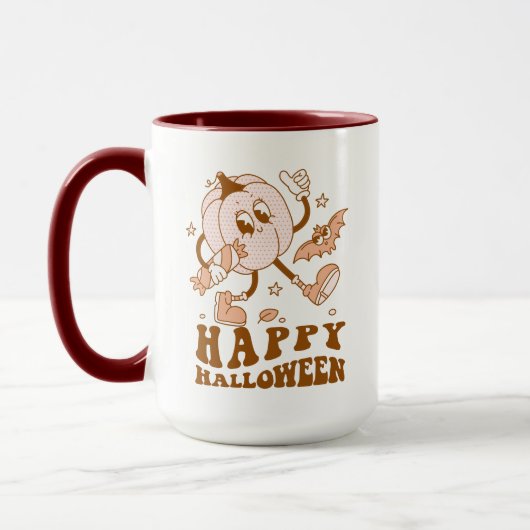 Happy Halloween| Retro Polka Dot Pumpkin Mok (Links)