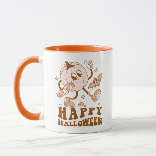 Happy Halloween| Retro Polka Dot Pumpkin Mok (Links)