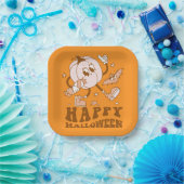 Happy Halloween| Retro Polka Dot Pumpkin Papieren Bordje (Feest)