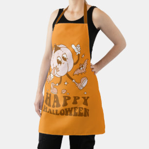 Happy Halloween  Retro Polka Dot Pumpkin Schort