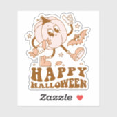Happy Halloween| Retro Polka Dot Pumpkin Sticker (Vel)