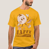 Happy Halloween| Retro Polka Dot Pumpkin T-shirt (Voorkant)
