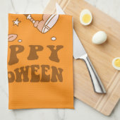 Happy Halloween| Retro Polka Dot Pumpkin Theedoek (Quarter Fold)
