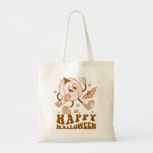 Happy Halloween  Retro Polka Dot Pumpkin Tote Bag