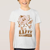 Happy Halloween| Retro Polka Dot Pumpkin Tri-Blend Shirt (Voorkant)