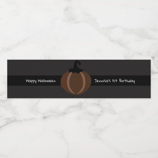 Happy Halloween Retro Pumpkin 1ste verjaardag Waterfles Etiket (Enkel label)