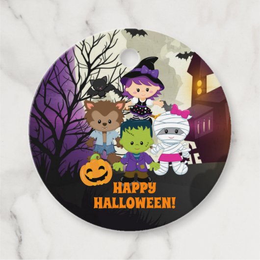 Happy Halloween Ronde Labels voor Kinderen (Voorkant)