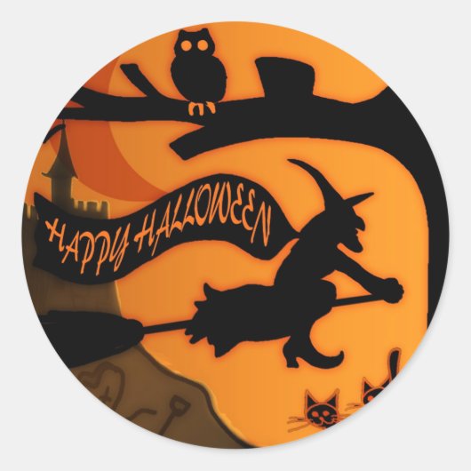 Happy Halloween Ronde Sticker (Voorkant)