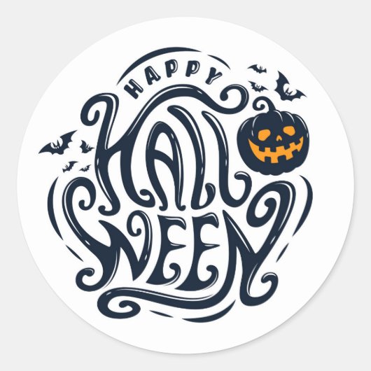 Happy Halloween Ronde Sticker (Voorkant)