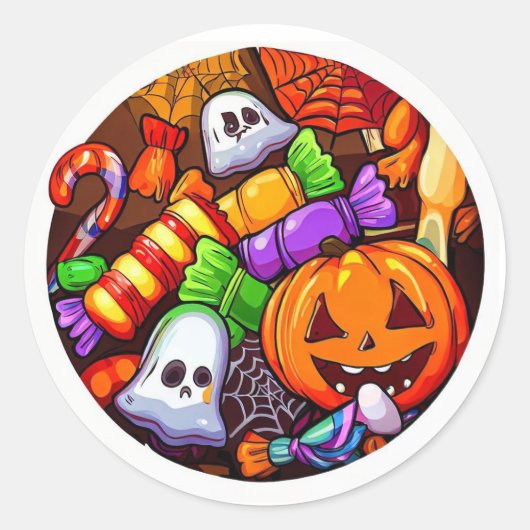 Happy Halloween Ronde Sticker (Voorkant)
