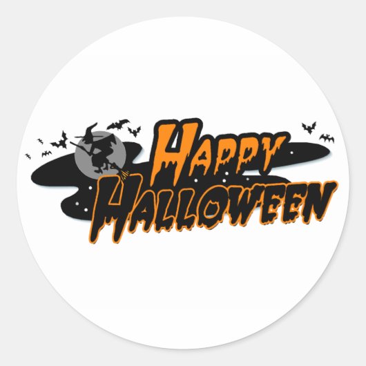 Happy Halloween Ronde Sticker (Voorkant)